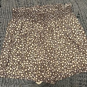 H&M Small Floral Print Brown Flowy Shorts